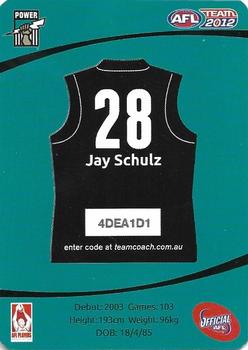 2012 Team Zone AFL Team - Silver Code #163 Jay Schulz Back